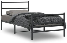 vidaXL Cadru pat metalic cu tăblii de cap/picioare  negru, 100x200 cm