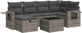 vidaXL Set canapele de grădină, 7 piese, cu perne, gri, poliratan