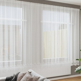 vidaXL Cortină din Dantelă cu perdele Floral Alb 400 x 200 cm Poliester