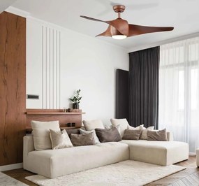 Lustra LED cu Ventilator si telecomanda Ruth cafeniu/lemn cires