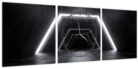 Tablou - Tunel futurist (cu ceas) (90x30 cm)
