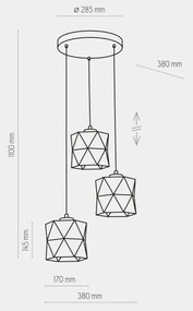 Lustră pe cablu SIRO 3xE27/15W/230V albă/argintie