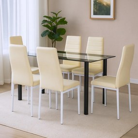 Norman 6+1 set de luat masa bej