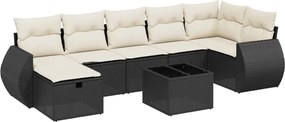 vidaXL Set mobilier de grădină cu perne, 8 piese, negru, poliratan