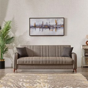 Canapea extensibila cu spatiu de depozitare 220x87x93 cm – stofa maro – Elegance