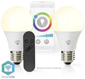 Nedis WIFILRC20E27 - Set 2x LED RGBW E27/9W Wi-Fi stmívatelná žárovka 2700-6500K