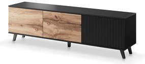 Comoda TV Random RTV2 stejar wotan/negru - L180 x A40 x h52 cm