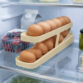 Organizator pliabil pentru ouă pentru frigider - 2 rânduri - bej