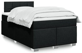 vidaXL Pat box spring cu saltea, negru, 120x190 cm, catifea