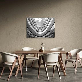 Tablou pe sticlă - Avionul deasupra clădirii (70x50 cm)