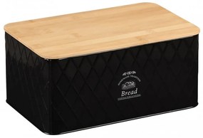 Cutie pentru paine Kesper 18047, 28x18x13 cm, Otel inoxidabil, Bambus, Negru