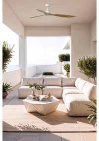 FARO 34361WT - Ventilator de tavan OUTWOOD L maro/alb Ø 150 cm WT IP44 + telecomandă