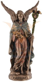 Mini statueta Rafael, arhanghelul vindecarii, finisaj bronz, 10 cm
