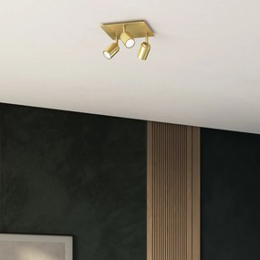 Spotlight modern pentru baie din alamă pătrat cu 3 lumini IP44 - Ducha