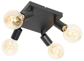 Spotlight modern negru pătrat cu 4 lumini - Facil