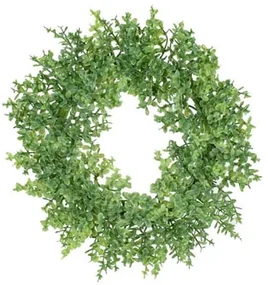 Coroniță artificială Buxus verde, diametru 16 cm