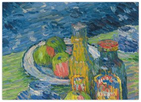 Tablou pe sticlă - Alexej von Jawlensky, Still Life with Bottles and Fruit, reproducere (70x50 cm)