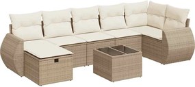 vidaXL Set canapele de grădină, 8 piese, cu perne, bej, poliratan