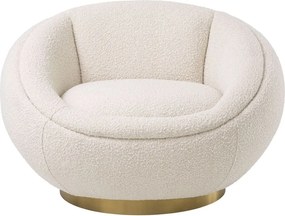 Fotoliu pivotant design elegant Bollinger, crem boucle 114819 HZ