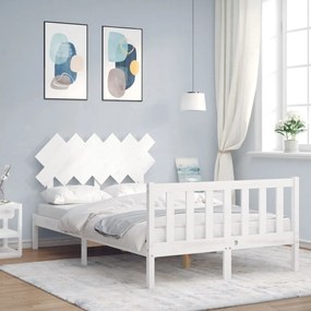 3193462 vidaXL Cadru de pat cu tăblie, alb, 120x200 cm, lemn masiv