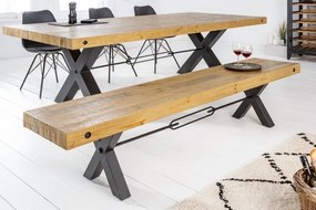 Banca design industrial Thor 200cm Pin maro vintage