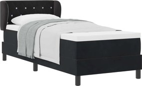 vidaXL Pat cu arcuri cu saltea cu headboard Negru 80 x 200 cm Catifea
