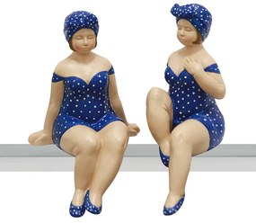 Set 2 figurine Becky, Rasina, Albastru Alb, 12 13x6 4 cm