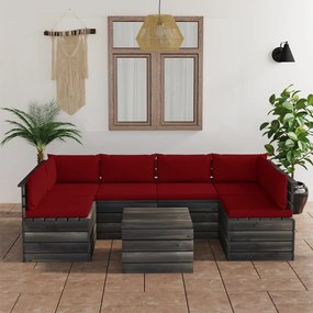 Set mobilier gradina din paleti cu perne 7 piese lemn masiv pin