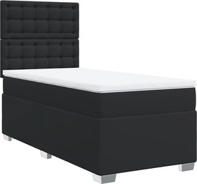 vidaXL Pat box spring cu saltea, negru, 90x190 cm, piele ecologică