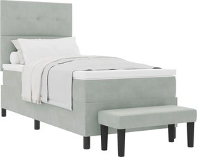 vidaXL Pat cu arcuri cu saltea Gri deschis 80 x 200 cm Catifea