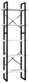 3081984 vidaXL Bibliotecă cu 5 rafturi, alb, 60x30x175 cm, lemn masiv de pin