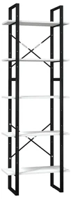 3081984 vidaXL Bibliotecă cu 5 rafturi, alb, 60x30x175 cm, lemn masiv de pin