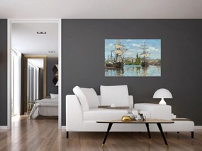 Tablou - Claude Monet, Ships Riding on the Seine at Rouen, reproducere (90x60 cm)