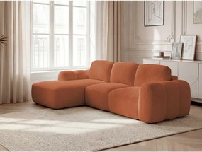 Colțar portocaliu extensibil/cu spațiu de depozitare cu tapițerie din țesătură bouclé (cu colț pe partea stângă/cu șezlong) Montaigne – Bobochic Paris