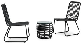 48585 vidaXL Set mobilier de bistro, 3 piese, negru, poliratan