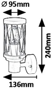 Rabalux 8888 - Aplică perete exterior BUDAPEST 1xE27/40W/230V IP44