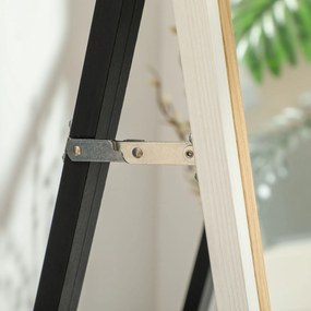 HOMCOM Oglindă de podea lungime întreagă oglindă pe suport cu ramă cu efect lemn, montare pe sol, suspendată, sprijinită, 157 x 37 cm alb | Aosom Romania