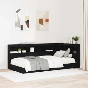 vidaXL Tăblie de depozitare cu raft cu headboard cu depozitare Stejar negru 90 cm Melamină