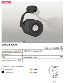 Spot aplicat cu brat directionabil de tavan/plafon BROSS ARM negru ZZ AZ3499