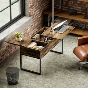 HOMCOM Masă de Cafea Extensibilă cu Encimera Desfășurabilă Închidere Moale Spațiu Ascuns de Depozitare 100x45x67 cm Marrón Rústico | Aosom Romania