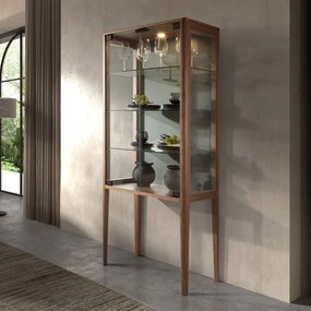 Vitrina design LUX cu iluminat Glass and Walnut