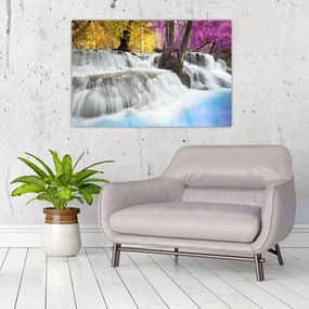 Tablou cu Erawan cascadă în pădure (90x60 cm)