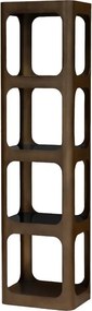 Etajeră metalică vintage, auriu, cu 3 rafturi din sticlă și decupaje rotunjite, 193 x 50 x 42 cm, „Lexton”