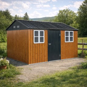 Şopron de grădină din tablă metalică, maro/antracit, 3,6x3,1x2,5 m, GABKO