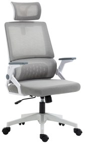 Vinsetto Scaun de birou reglabil material plasa din poliester spatar ergonomic inclinabil pivotant Gri | Aosom Romania