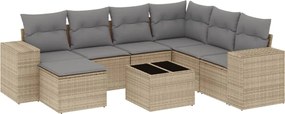 vidaXL Set canapele de grădină, 8 piese, cu perne, bej, poliratan