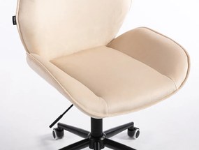 HR350K Scaun Crem din Catifea Bază Neagră