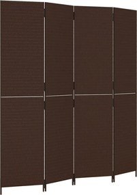 vidaXL Separator de cameră cu 4 panouri, maro, poliratan