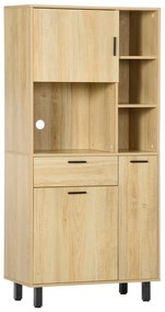 HOMCOM Bufet de bucătărie șifonier de bucătărie cu multi-stocare, cu un sertar, 3 dulapuri, 4 nișe și pas-cabluri înălțime 166 cm | Aosom Romania