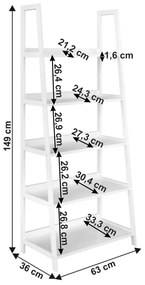 Etajera cu 5 rafturi, alb, REON TYP 3
